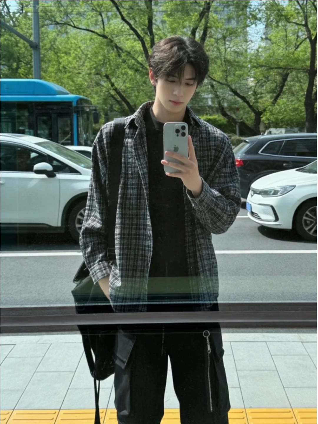 Cleanfit Black Plaid Long Sleeve Casual Shirt Lightweight Summer Men's Shirt Outerwear Thin Style Regular Fit Youth Fashion