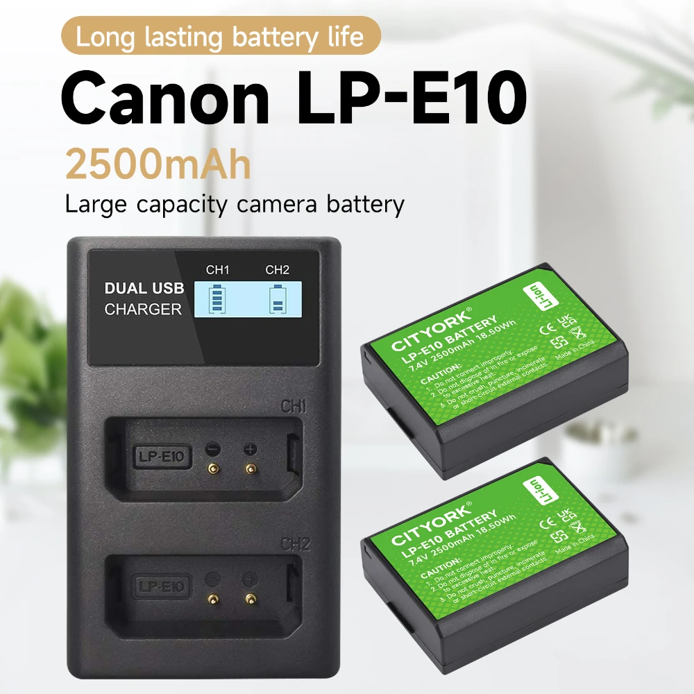 2500mAh High Capacity LP-E10 Battery LP E10 With LCD Charger For Canon KISSX70 EOS 4000D 2000D 1200D 1300D 1100D Rebel T5 T3 T6
