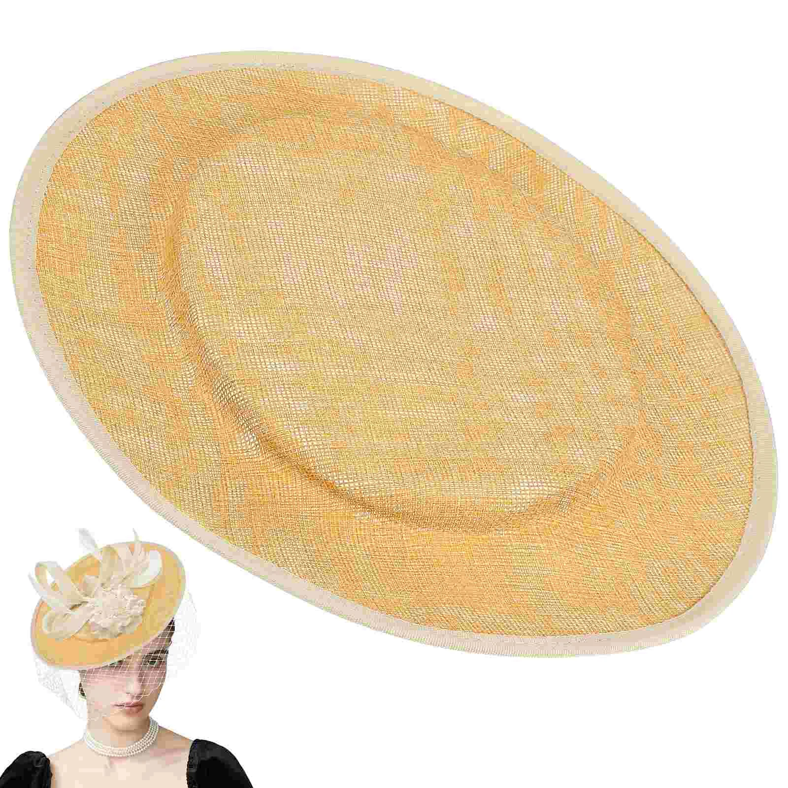 

Wommen Sinamay Base Cocktail Hat Fascinator Round Base Hat Round Base Millinery DIY Craft Accessory Yarn Hat Bottom (Apricot)