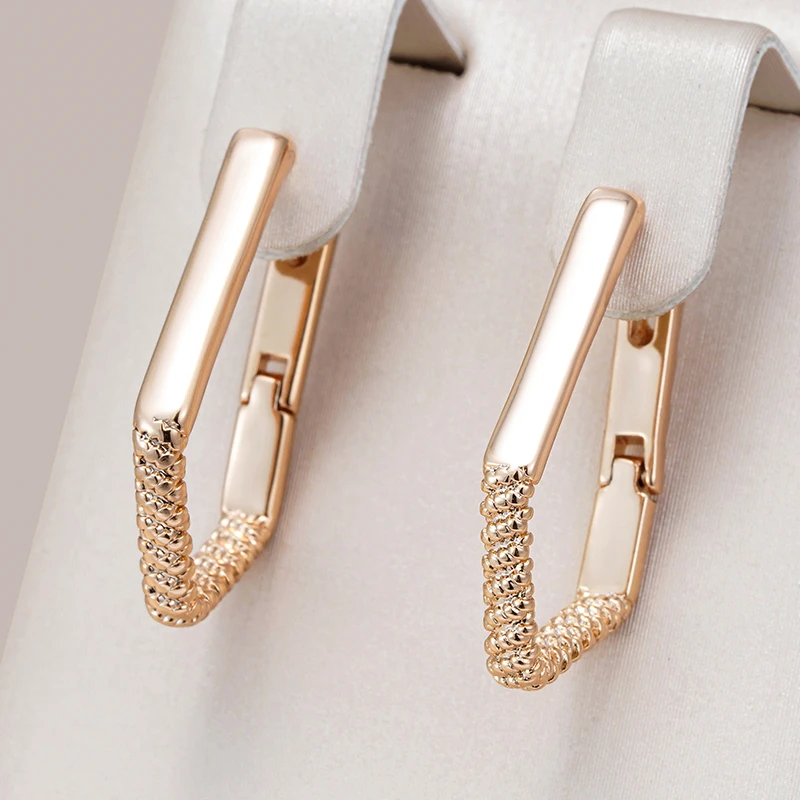 Wbmqda Simple 585 Rose Gold Color Rhombus Drop Earrings For Women