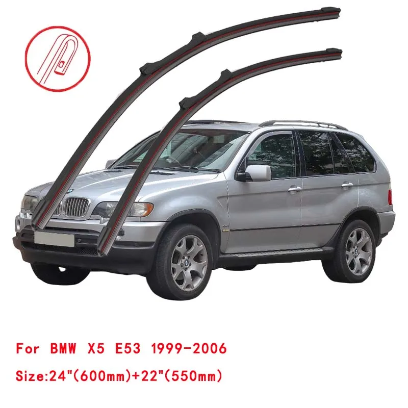 Do BMW X5 E53 1999 2000 2001 2002 2003 2004 2005 2006 Szczotki do przedniej szyby Akcesoria do cięcia Pióra wycieraczek samochodowych