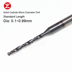 Microtaladro de carburo sólido, herramienta de mecanizado de precisión para acero, acero inoxidable, superaleación, diámetro mínimo de broca, CNC, 0,1 ~ 1,79mm