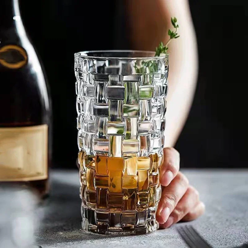 330 ml/410 ml Wein Glas Weben Muster Colin Tasse Cocktail Felsen Gläser Becher Transparente Kaffeetassen Haushalt Getränke Tasse