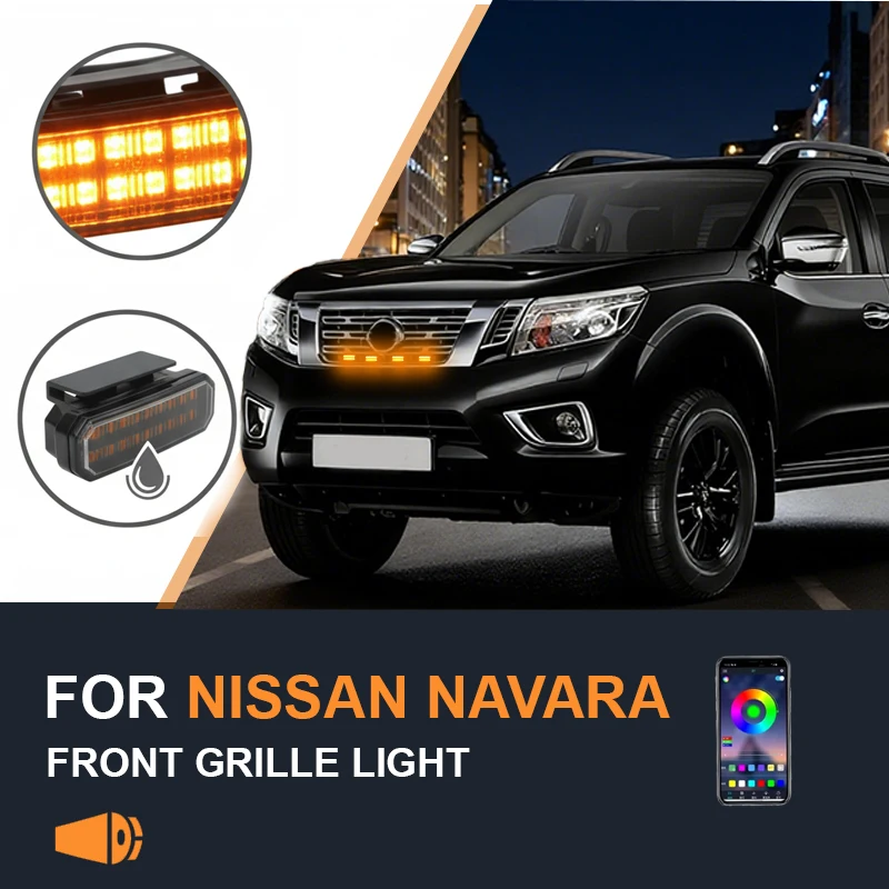 

FOR NISSAN NAVARA Specialized center grid small yellow light Front Grille Lights LED Decorative Warning Light Pickup 12V