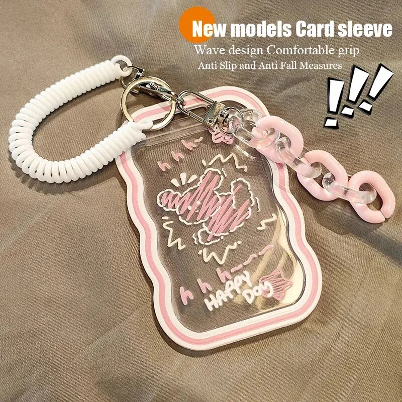 1PC Cute ID Card Meal Card Access Control ID Card Acrylic Card Holder With Hanging Rope Campus Card Bus Card Student Work ID Car