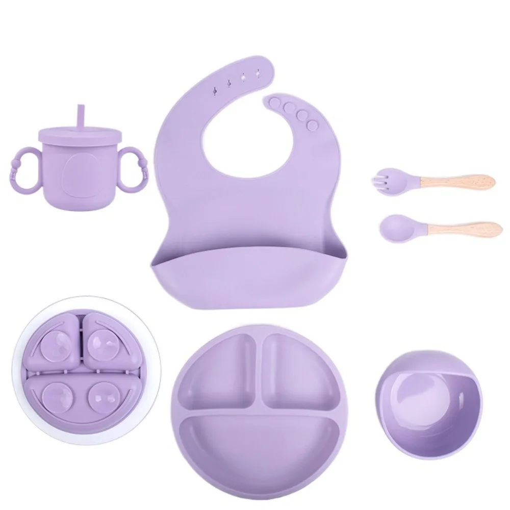 

Strong Suction Baby Meal Set Feeding Tableware Eating Training Children's Silicone Cutlery Anti-Fall Dinner Plate