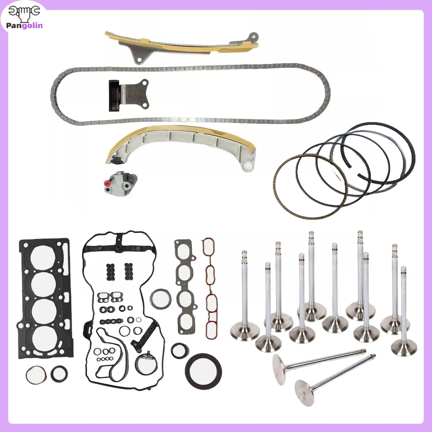 

1 комплект комплекта цепи ГРМ двигателя, комплект впускного и выпускного клапана, комплект для капитального ремонта 1371147010 1371547010 Для Toyota Subaru Trezia 1NRFE