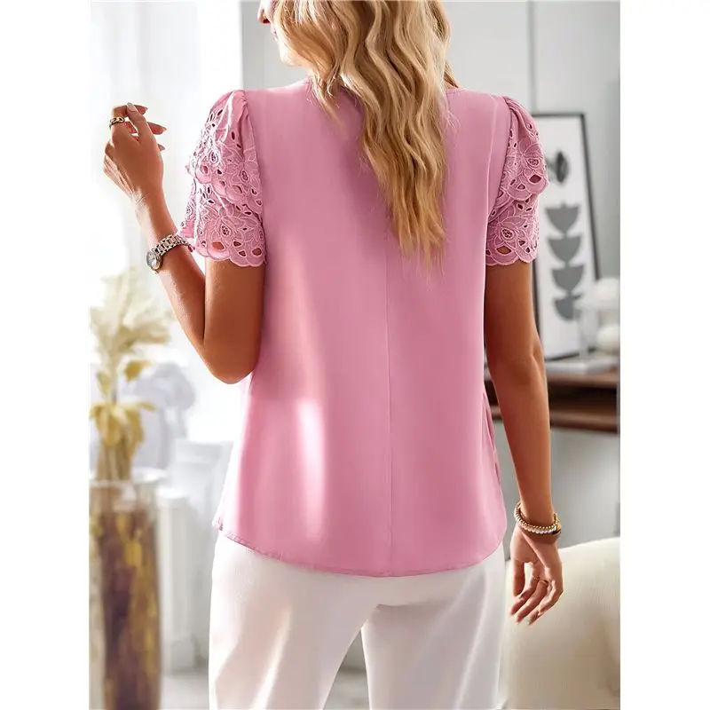 CYL-Top estivi da donna Camicie primaverili Abiti da vacanza alla moda Magliette da lavoro a maniche corte Camicette casual alla moda