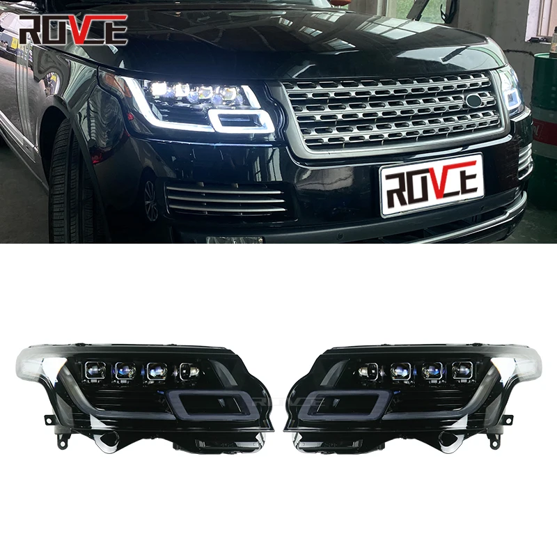 ROVCE Headlight LED Head Lamp Four Eyes Matrix Headlamp For Land Rover Range Rover Vogue 2013-2017 Upgrade 2018-2022 Car Lights