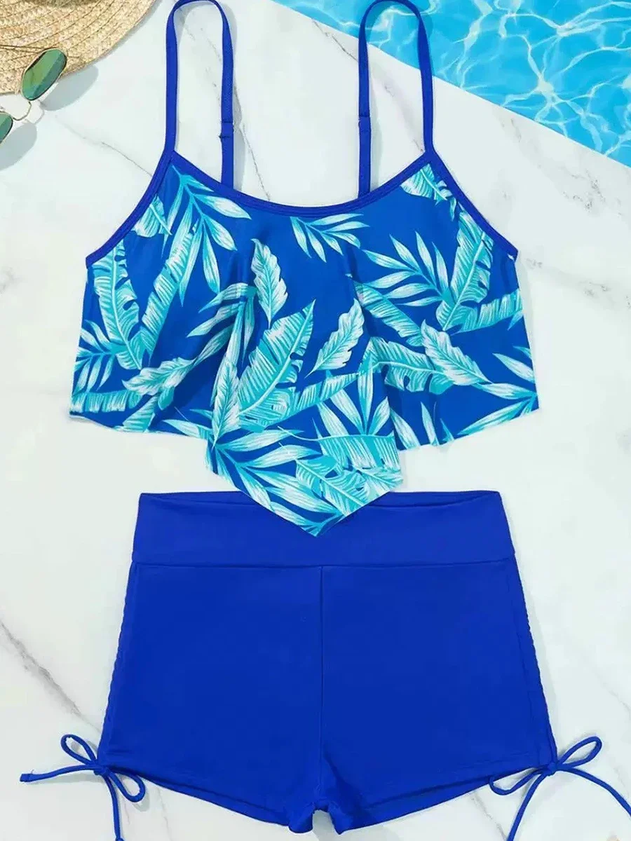 2025 طباعة Tankini مجموعة 2 قطعة النساء ملابس السباحة مثير عالية الخصر ملابس السباحة الإناث الاستحمام لباس سباحة الصيف بحر