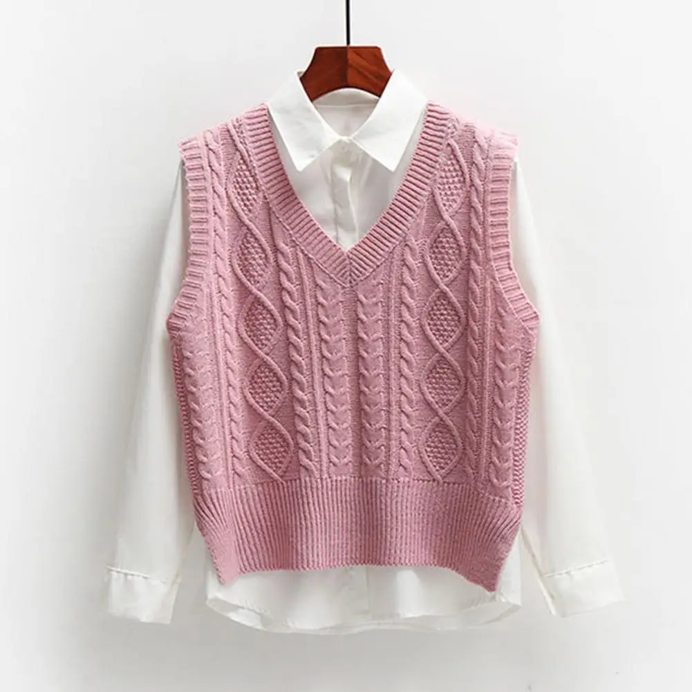 Stylish Sweater Vest Clear Pattern Warm Sweater Vest Top Leisure Outwear  Breathable Women Vest for School