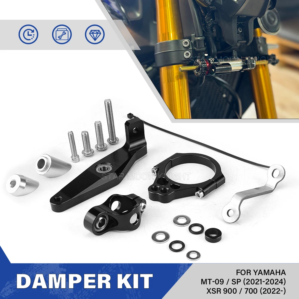 Motorcycle Aluminum Steering Stabilize Damper Bracket For Yamaha MT-09 MT09 MT 09 SP 2021-2026 XSR700 XSR900 XSR 700 900 2022-