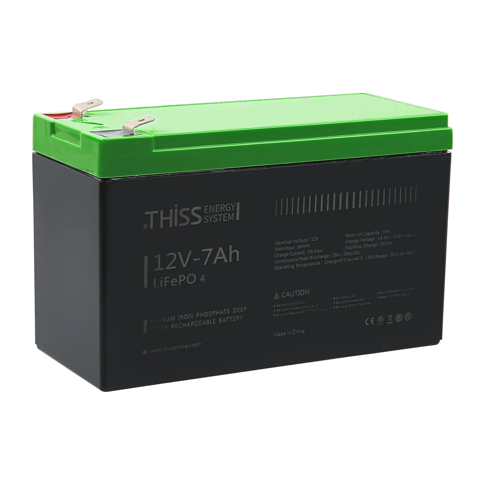LiFePO4 Deep Cycle Battery 12V 7Ah, Built-in BMS Replacing Most Backup Power and Off Grid Applications for Home Storage