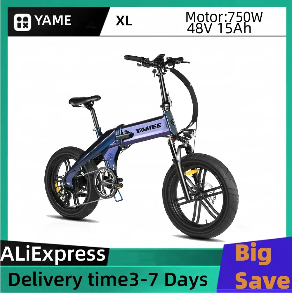 

YAMEE XL adult folding E-bike 750W Motor 48V15Ah battery commute Electric Bike,20-inch Fat Tire E-Mountain bike