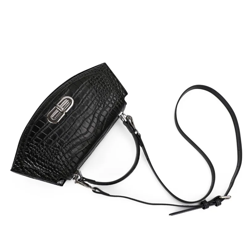 Crocodile crossbody women\'s bag with a cowhide leather top layer fashion and versatile shoulder bag