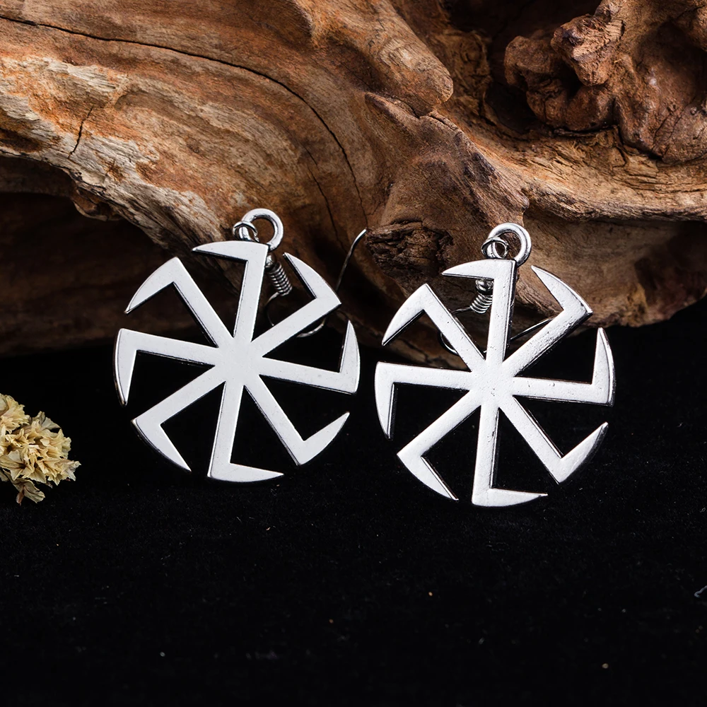 Slavic Kolovrat Amulet Earrings For Russian Women Metal Drop Earrings New Fashion Jewelry