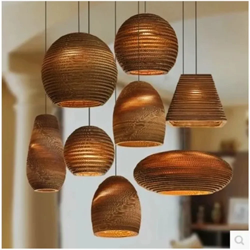 Modern Light Corrugated Pendant Lights Cardboard Personalized Living Room Dining Room Zhongshan Hanging Lamp Home Decor Lamp