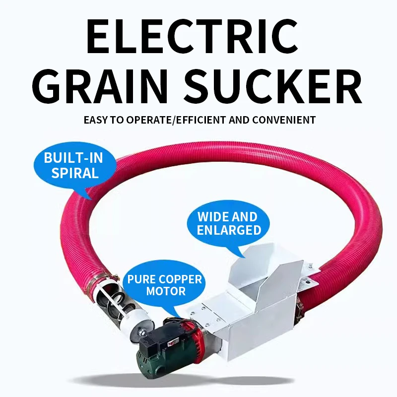 220V Hose Grain Pumping Machine, Small Household Large Suction Auger Screw, Automatic Vehicle-Mounted Grain Suction machine