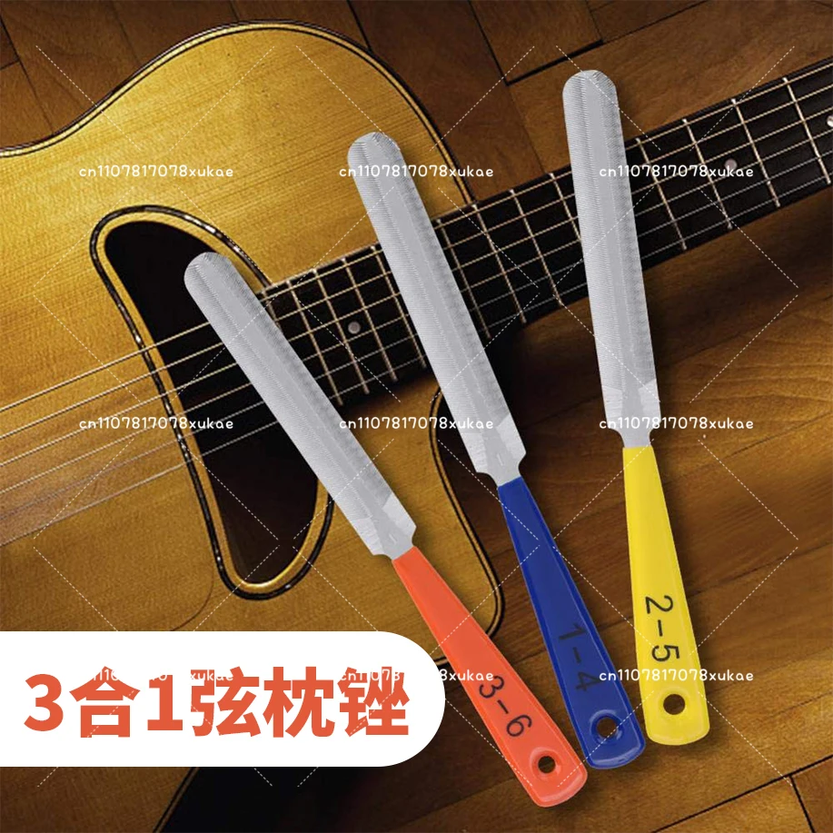 

3 Piece Guitar Nut File, Twin Nut Slotted File Set Stainless Steel Guitar Character File for Bass Mandolin Ukulele