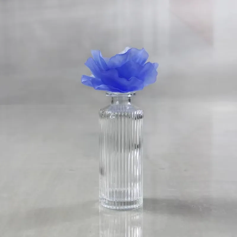 Luxury Custom Matte Frosted Round Crystal Perfume Bottle 150ml Rubber Stopper Glass Lid Mini Oil Vial Home Decor