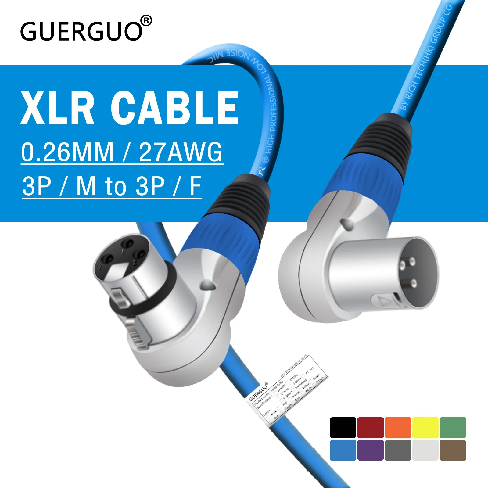 Balanced XLR Cable,Right Angle XLR Male to Female Pro 3Pin 90 Degree Microphone Connector for Audio Interface Mixer Speaker