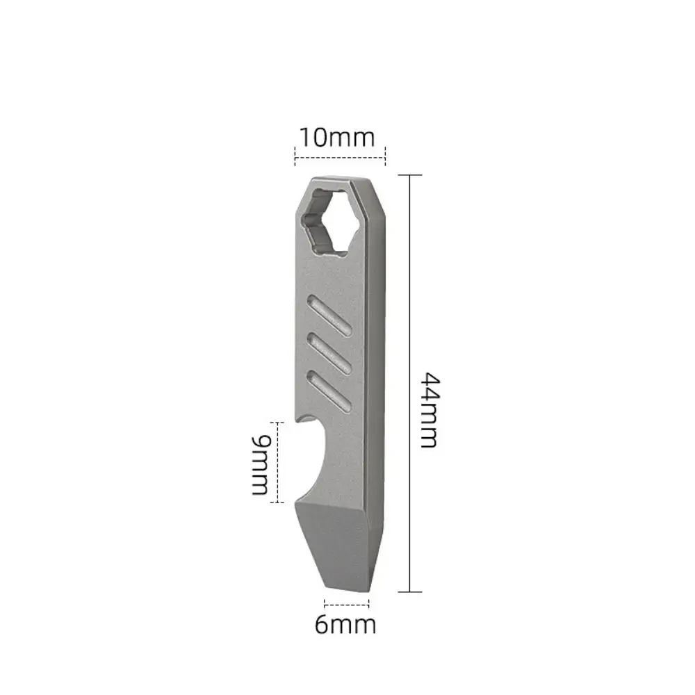 Multifunction Titanium Alloy Bottle Opener Pry Bar Graduated Scale Outdoor Tools Silver Camping Gear Pendant