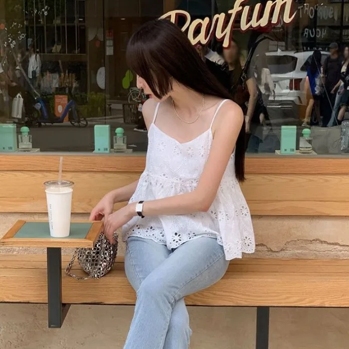 Sweet Style Lace Trim Women's Summer Vest 2026 Retro  Strap Print Holiday Regular Fit Short Length Non-Fur Lined Outerwear