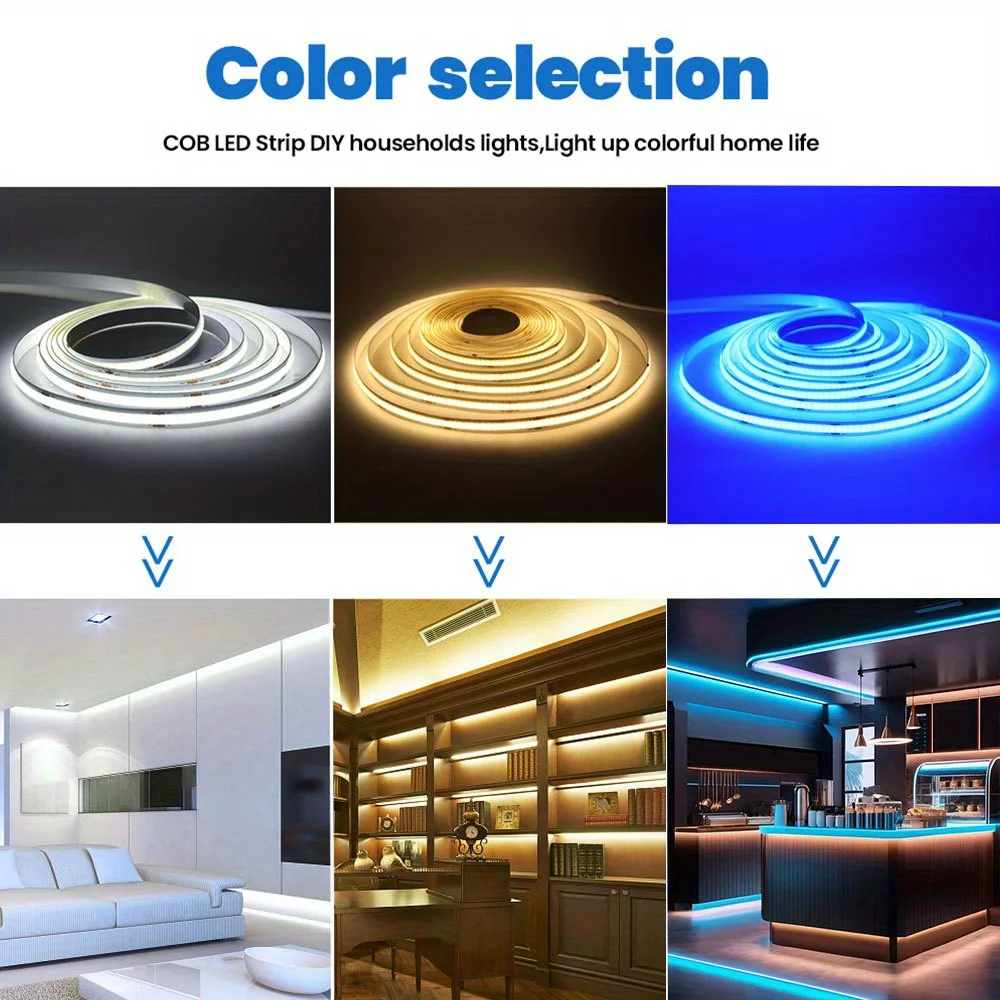 5V COB LED Light Strip with Battery Box, 8mm High Brightness, Flexible Cuttable, Suitable for Bedroom, Kitchen, Living Room