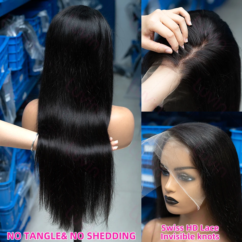 Luvin HD 13x6 220% Bone Straight 40 Inches Lace Front Human Hair Wigs Transparent Brazilian Straight 13x4 Lace Frontal Wig