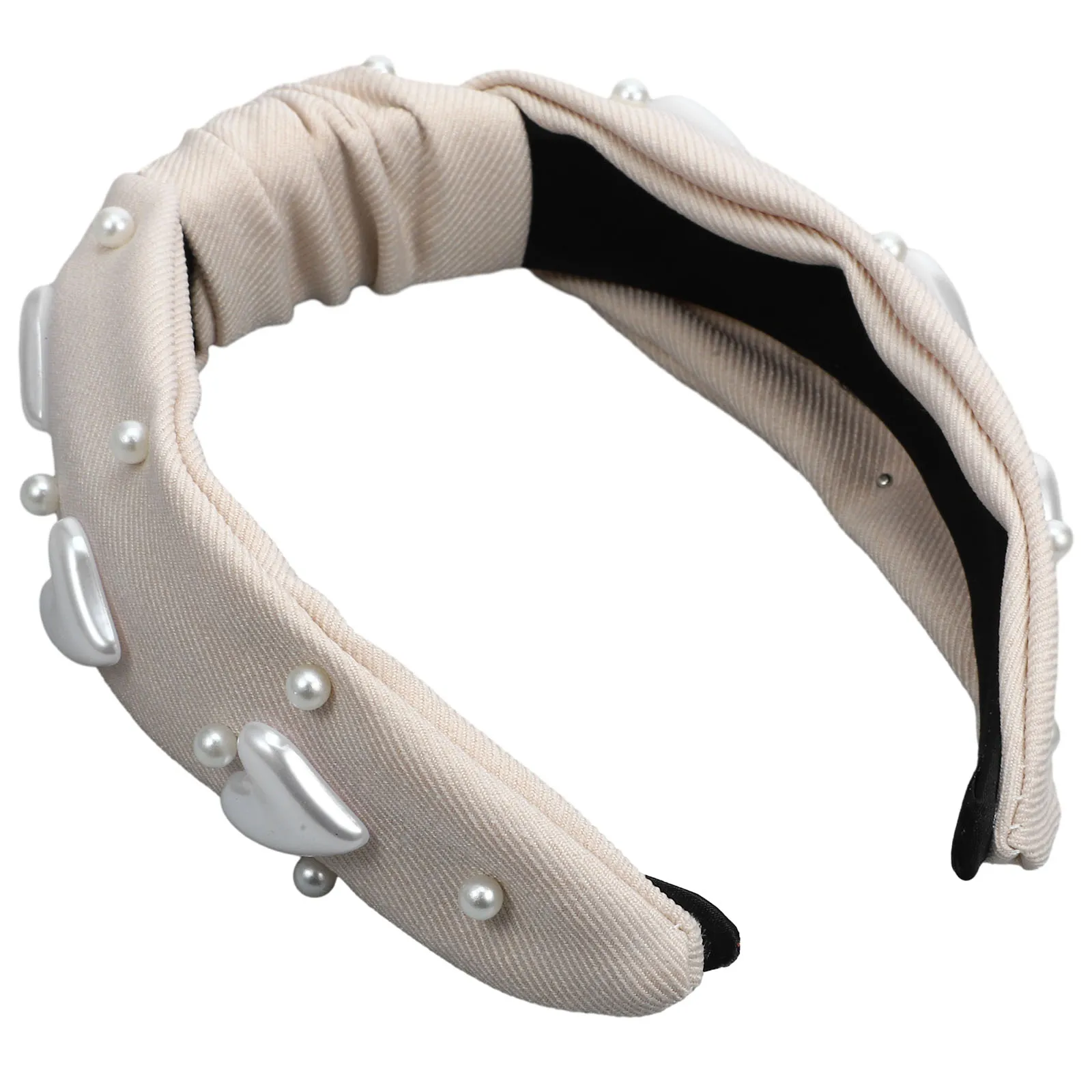 

Heart Pearl Knotted Headband Soft Non-Slip Lightweight Hairband Decorative Women Girls Fashion Hair Accessories