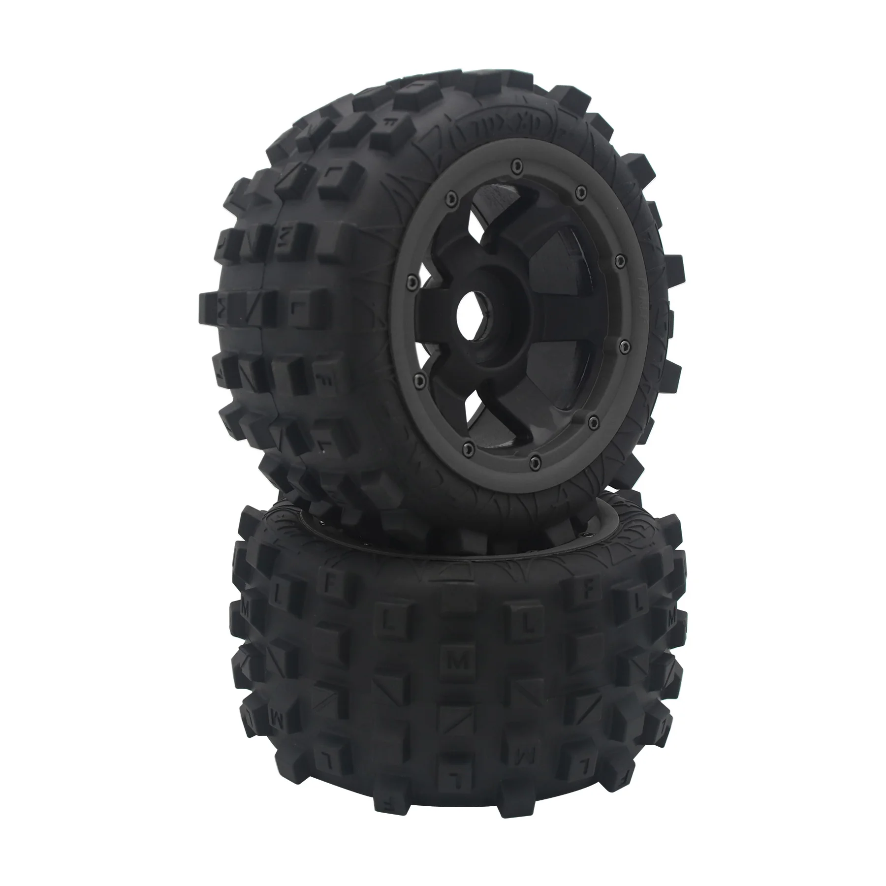 Nylon Wheel Hub Rear Tyre Skin Set Knobby 170x80mm for 1/5 Hpi Rofun Rovan KM Baja 5B RC Car