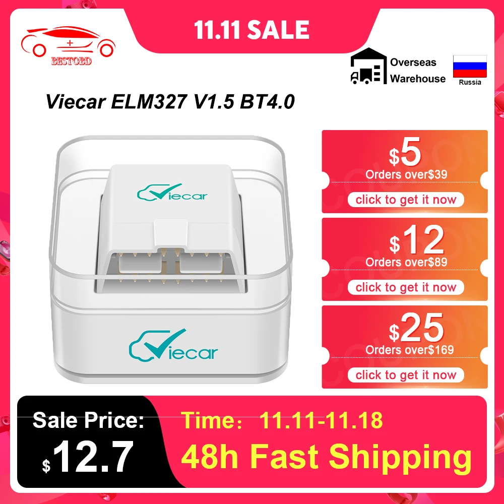 Viecar ELM327 V1.5 PIC18F25K80 ODB2 Scanner Auto Tools ELM 327 V1 5 Bluetooth-Compatible 4.0 For IOS OBD 2 OBD2 Car Diagnostic