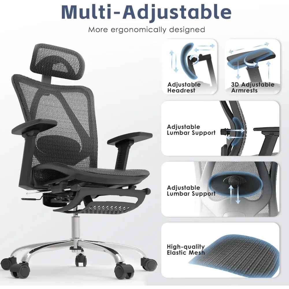 Silla de oficina ergonómica con cilindro de Gas certificado SGS, juegos de muebles de oficina para el hogar, silla de oficina con soporte Lumbar ajustable