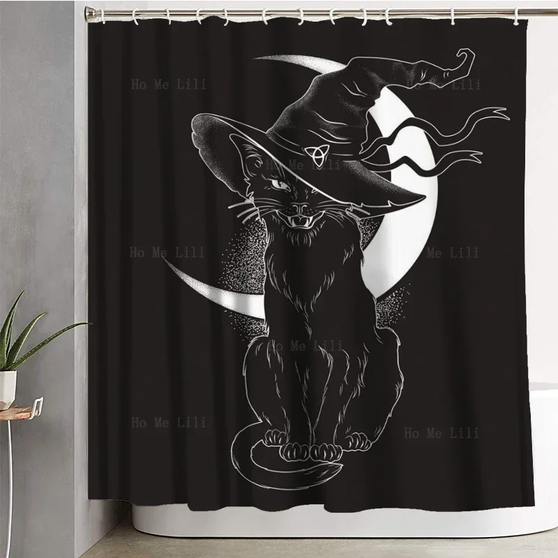 The Scary Magician Black Cat Stood Before The Moon Shower Curtain By Ho Me Lili For Bathroom Decor