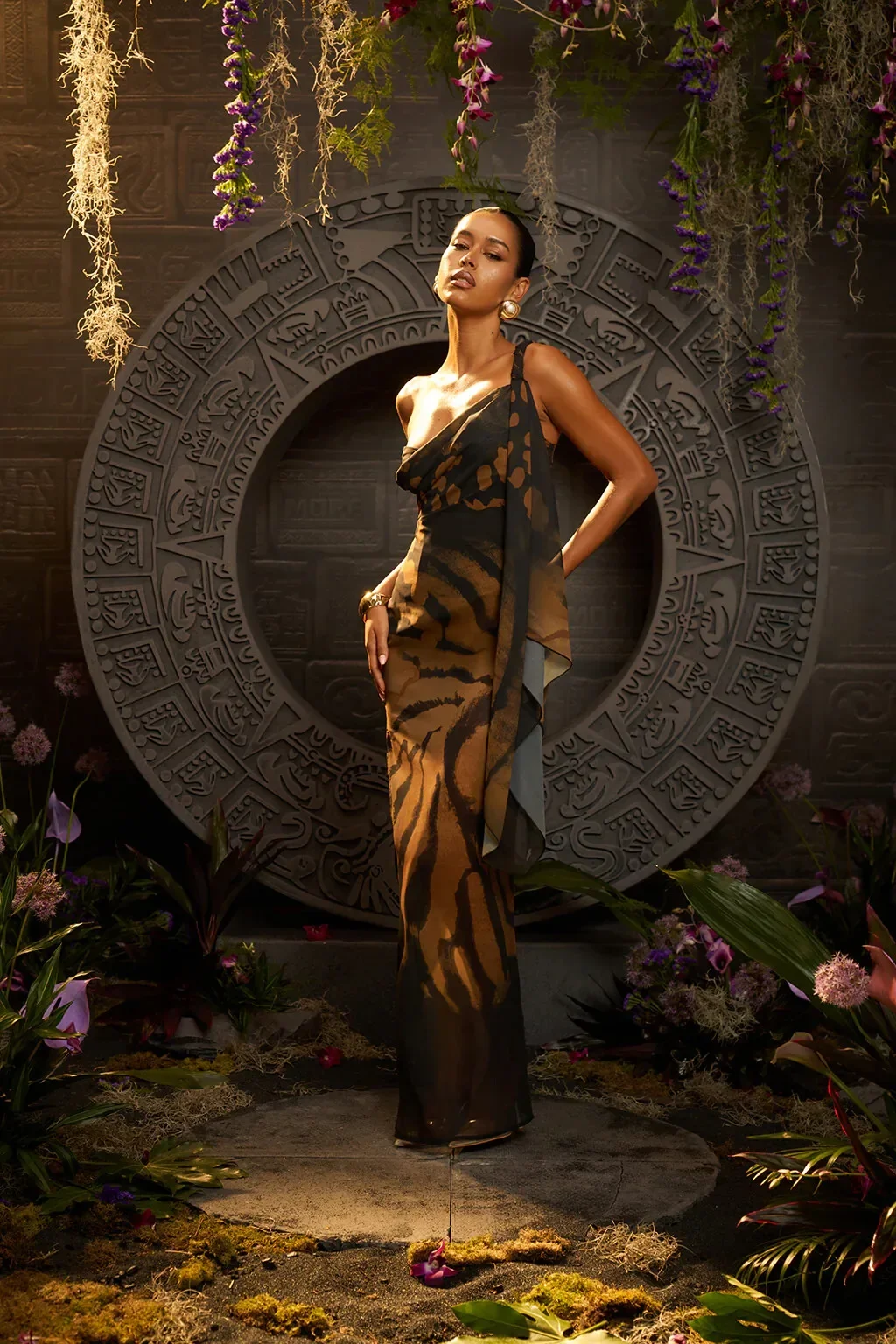 2025 New Retro Prints High Quality One Piece Swimsuit And Skirt Print Deep-V Lace-up Women Bikini Set Swimwear Bathing Suit