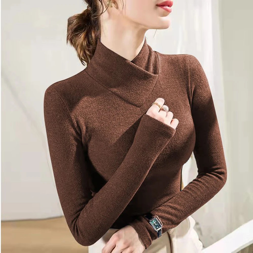 Women's T-shirt High Collar All Season S-3XL Basic Pullover Warm Casual Pullover Sweater Korean Tees Fashion Knit Underlay Tops