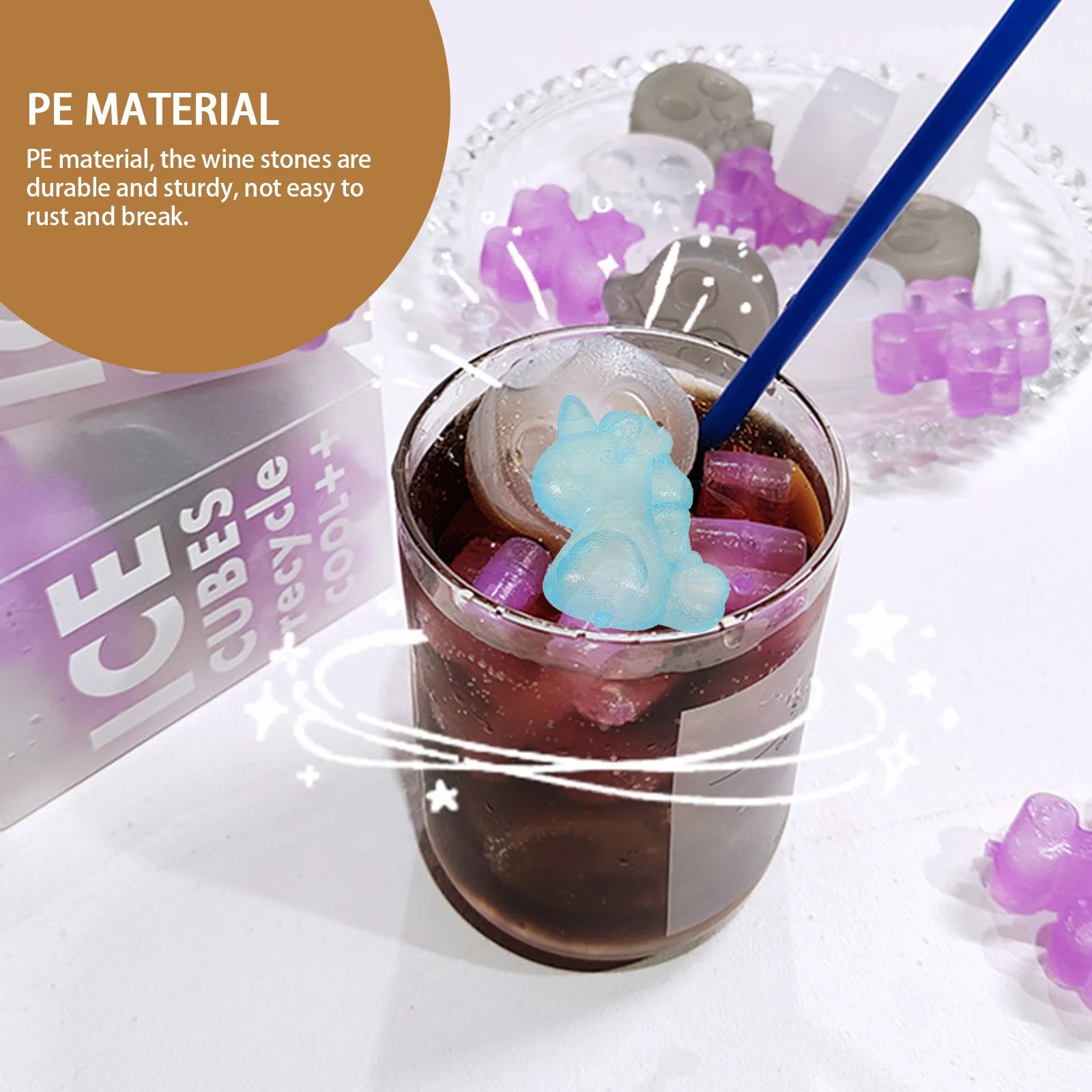 

12Pcs Pe Wine Rocks Wear-Resistant Whiskey Stones for Family Offices Cafes Gift Wine Stones Whiskey Accessory