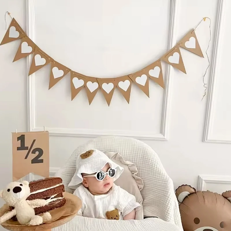 1/2 Geburtstags-Banner, 6 Monate, Kraftpapier, Flagge, Fotohintergrund, Requisite, Babyparty, Kinder, Jungen, Mädchen, Geburtstagsparty-Dekoration – Detail 5