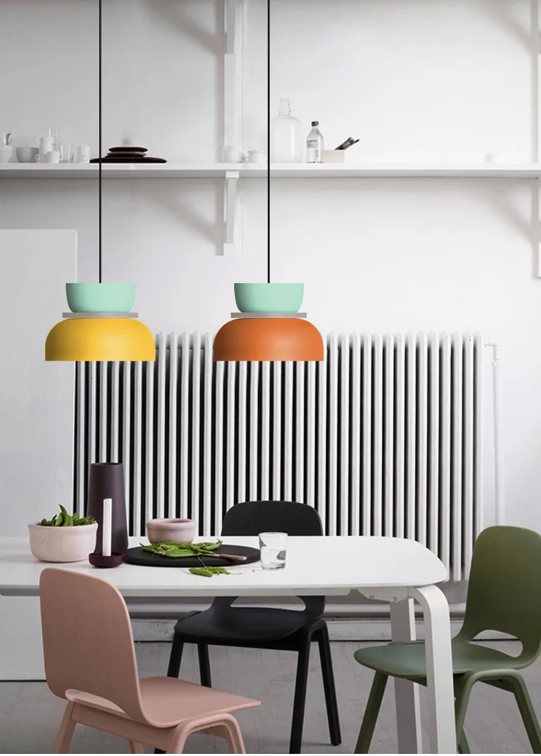 Modern Macaron Led Pendant Lamp Colorful Hanging Suspension Study Dining room Bedside Bedroom Chandelier Lighting lamp shades