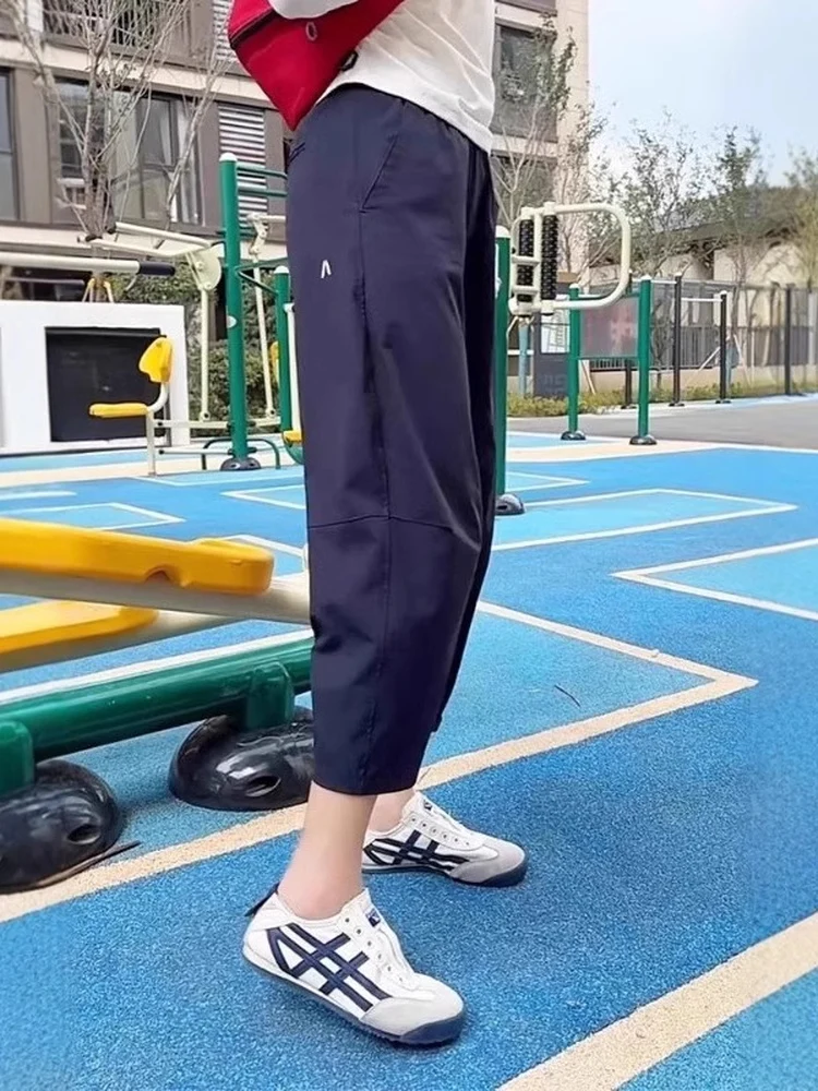 Quick Dry High Waist Slimming Casual Pants Women's plus Size Summer Sport Trousers Thin Nine Points Harlan Carrot Pants