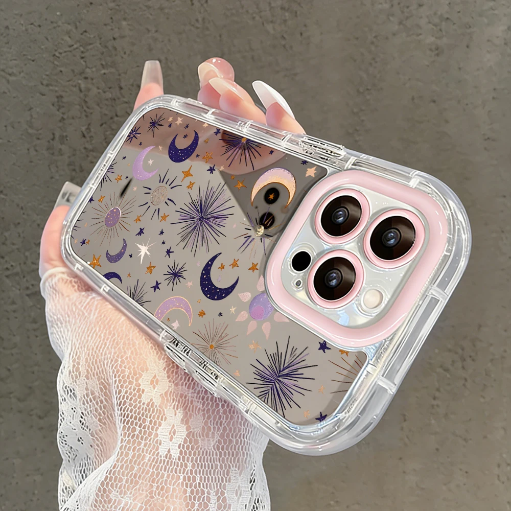 Stilvolle Handyhülle mit Blitzsymbol, Luftkissen und Spiegel für iPhone 16 15 14 13 Pro Max 17 12 11 Pro XR XS MAX 7 8 Plus INS Cover – Detail 8