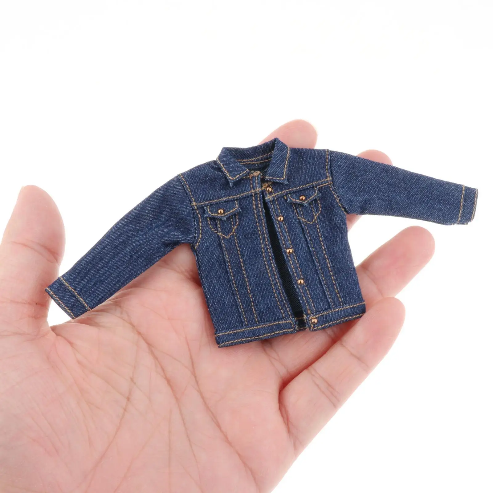 1/12 männliche Jeans jacke, Miniatur kostüm, hand gefertigte Puppen kleidung für 6"