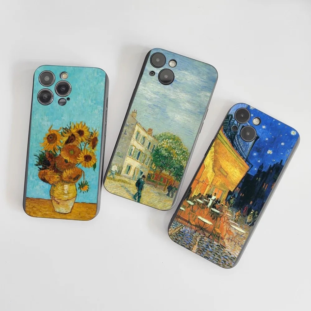 1PC Art Vincent Van Gogh Phone Case Silicone Soft For iPhone 16 15 14 13 12 11 X XR Plus Pro Max Plus