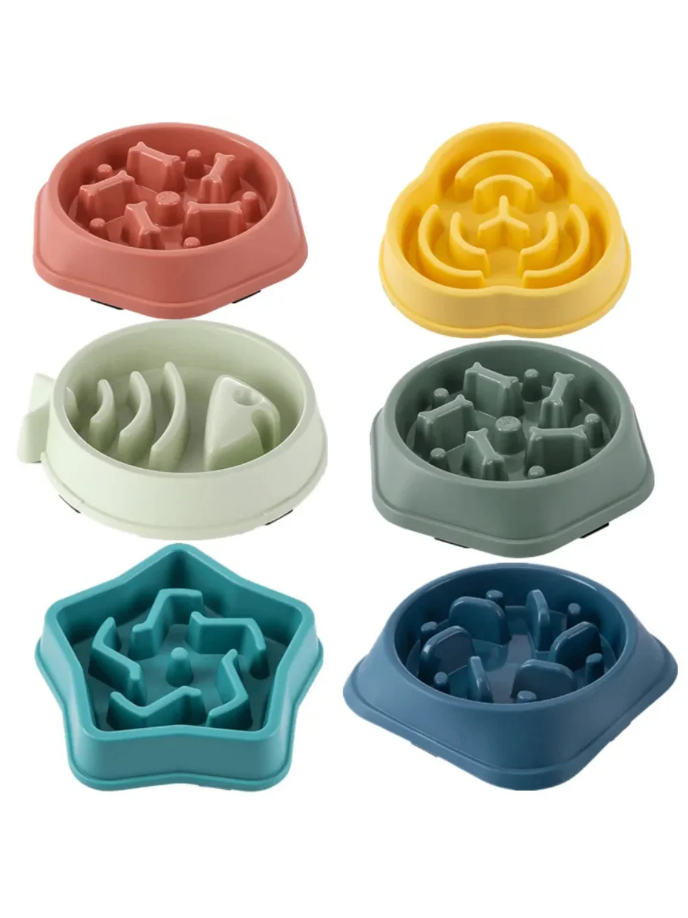 Bol de nourriture lente pour chien et chat, aide aux graisses, rond sain, Anti-étouffement, épais et antidérapant, formes de couleurs multiples