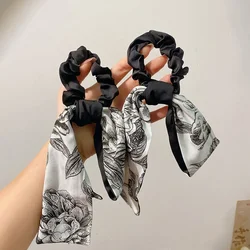 New Satin Sausage Hair Bands Vintage Printed Hair Bands Temperament Tie Hair Rope Landscape Painting Headband Hair Band