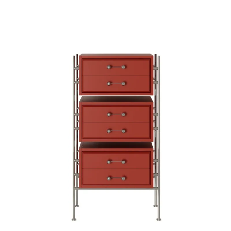 Simple metal design sense wall side cabinet locker, three bucket cabinet modern solid wood cabinet burgundy black g &