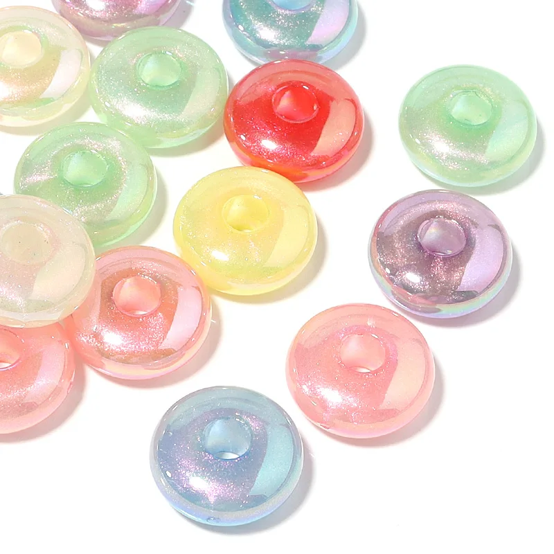 10pcs Acrylic Symphony Beads Square Oblate Shape Large Hole Loose Bead DIY Decorative Bracelet Earring Jewelry Handmade Supplies