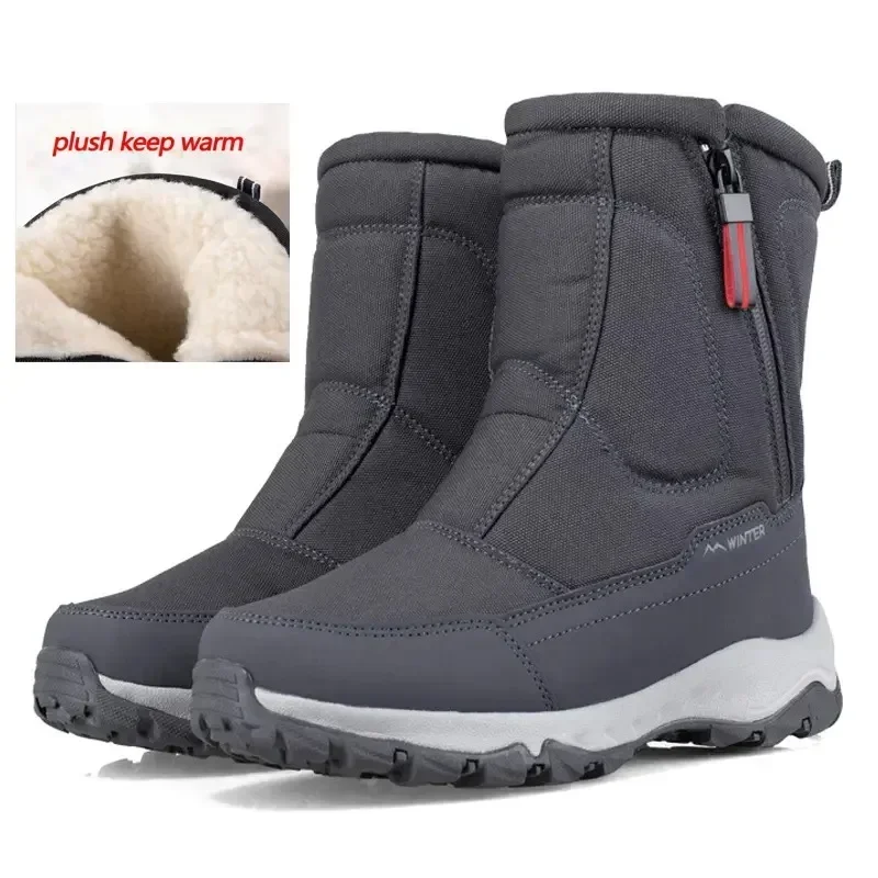 2024Men\'s Boots Outdoor Waterproof Work Boot Plush Warm Snow Boots for Men Non-slip Platform Boots for Women Winter Cotton Boot