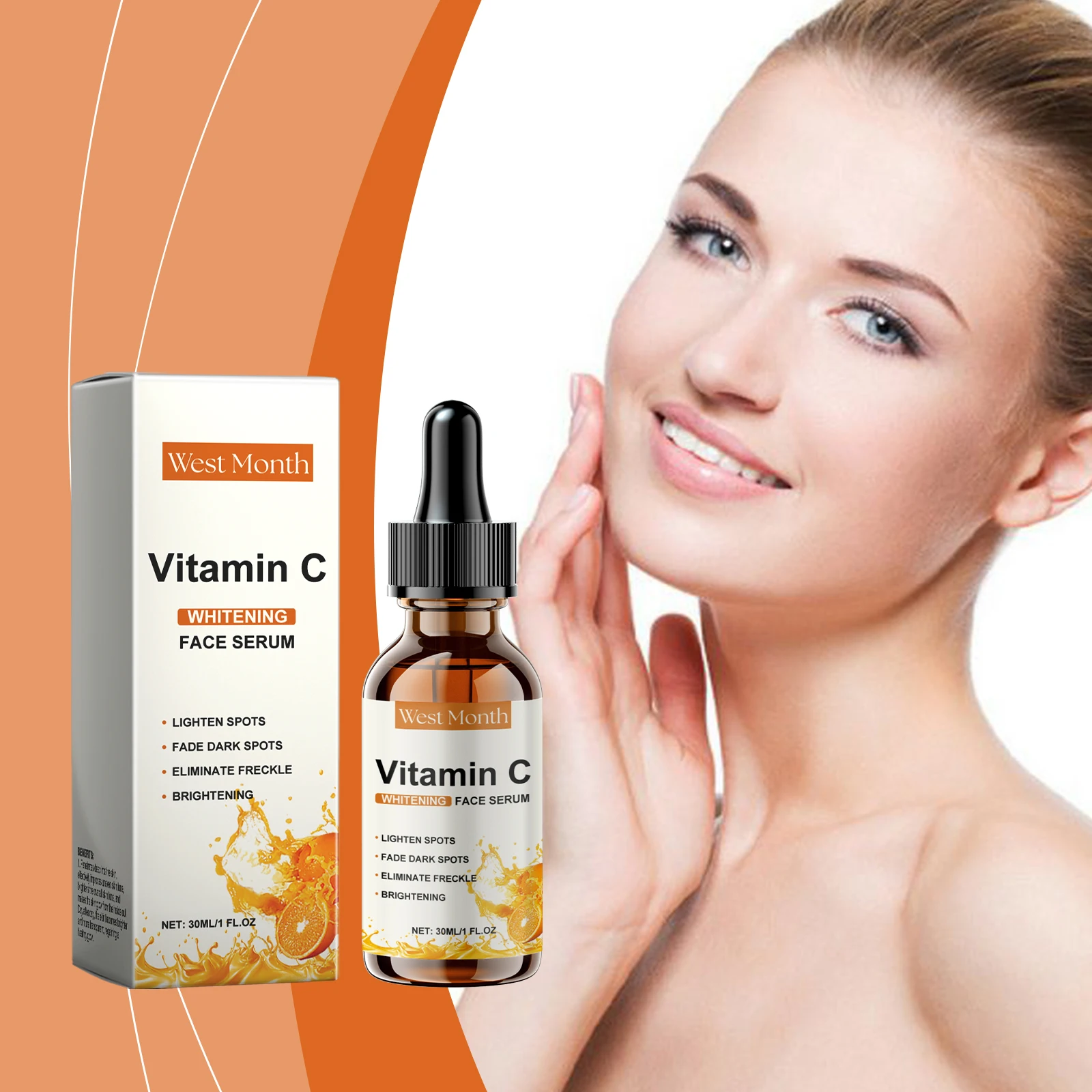 Sérum Clareador de Vitamina C, Remove Manchas Escuras e Sardas, Essência Facial para Clarear Melasma e Melanina, Ilumina e Repara a Pele Opaca, Cosmét