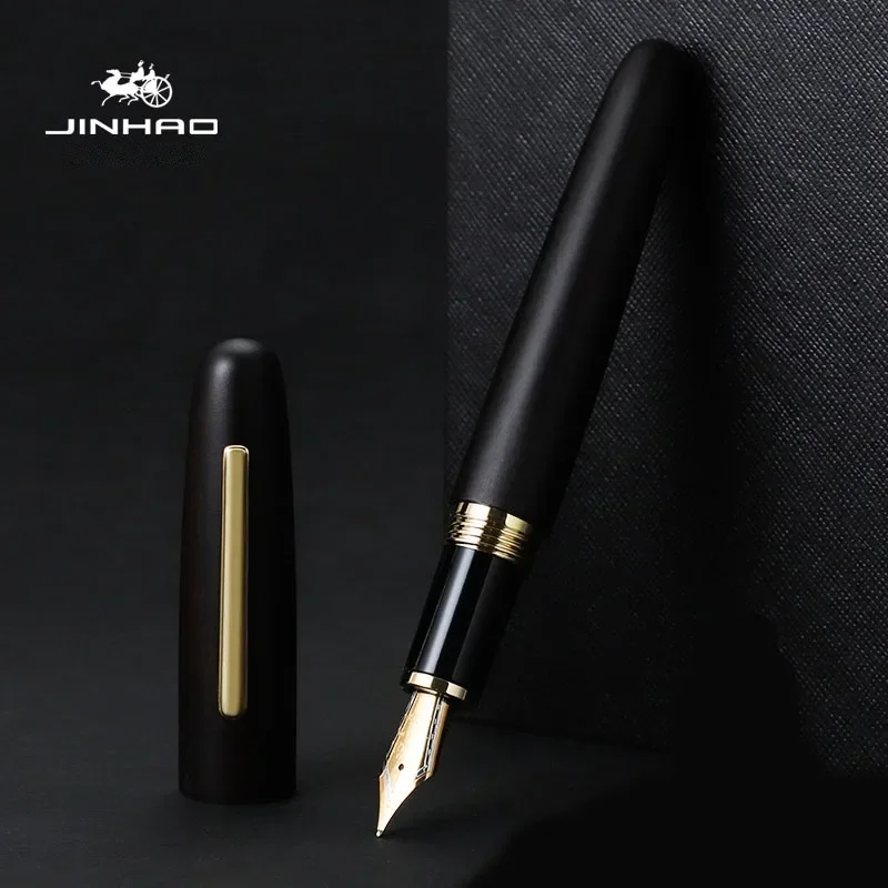 Imagem -05 - Jinhao Luxury Wood Fountain Pen Canetas de Tinta Black Ebony Fude Bending Material Escolar e de Escritório Papelaria ef f m Nib 9056 pk 9019